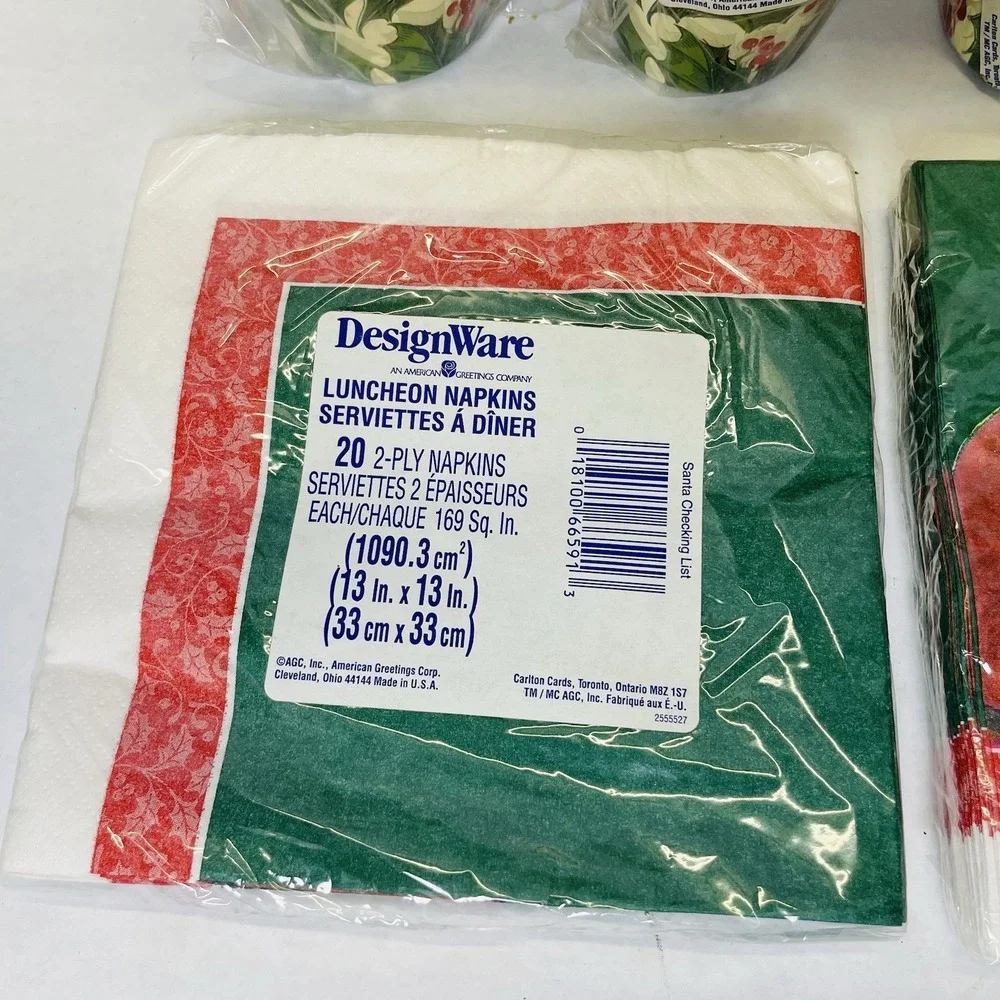 4 PKG of 8 count 9fl. oz Designware Christmas‎ Hot/Cold Cups New PLUS 40 Napkins